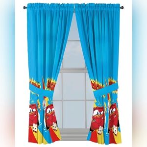 Sunny Side Up Disney Pixar Cars 4-Piece Microfiber Window Curtains set.